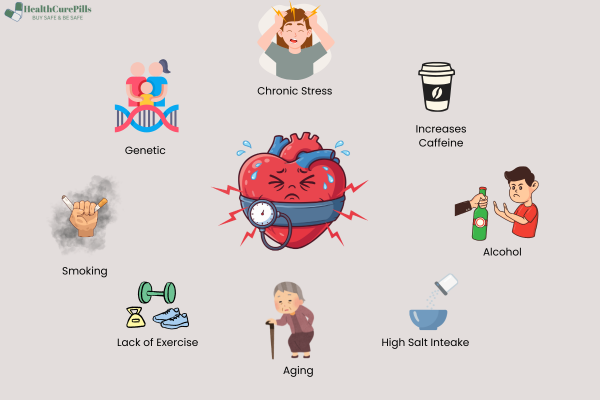 "Blood Pressure Causes" chart showing factors